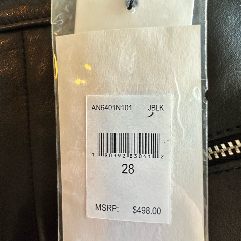 7 For All Mankind Black Leather Shorts Size 28 (NWT) - Picture 5 of 5